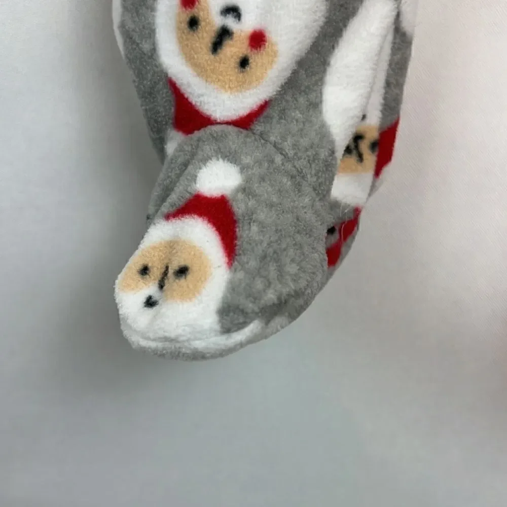Carter’s Plush Santa Grey and red flannel sleeper Pajamas size 3 months EUC